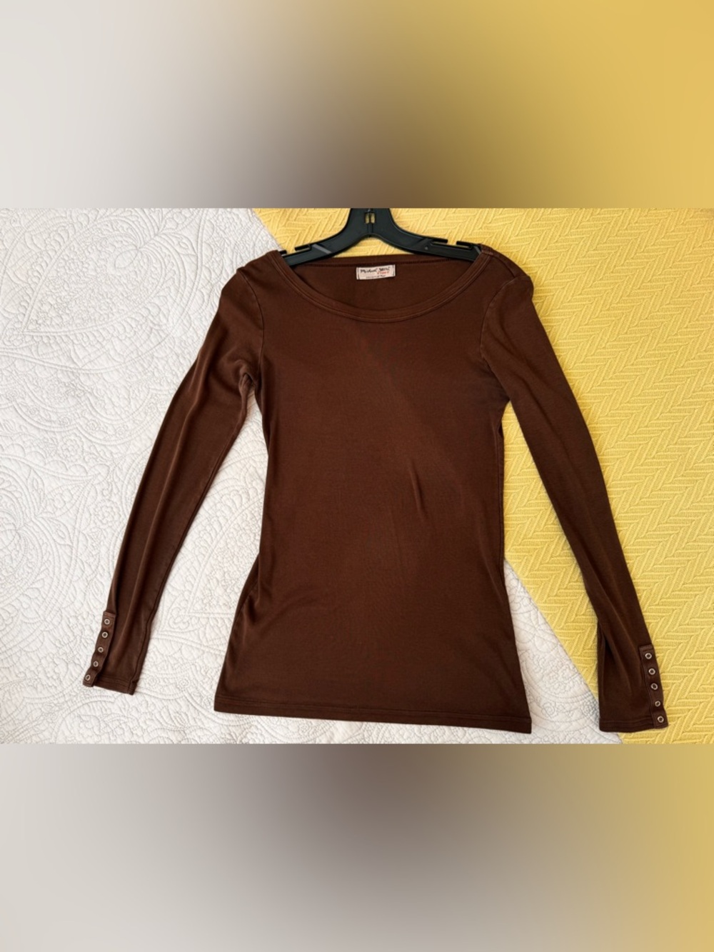 Michael Stars brown long sleeve tee t shirt One Size Fits Most